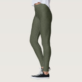 Moss Green Textured Look Leggings - (Links)