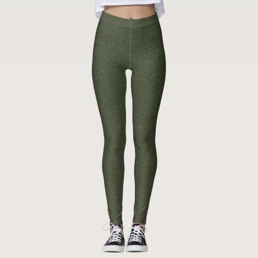 Moss Green Textured Look Leggings - (Voorkant)