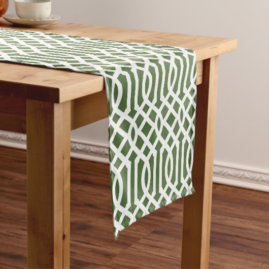 Moss Green Trellis Korte Tafelloper (Voorbeeld)