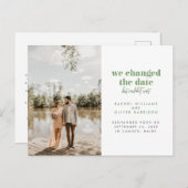 Moss Green we veranderden de datum maar konden nie Aankondigingskaart (Voorkant / Achterkant)