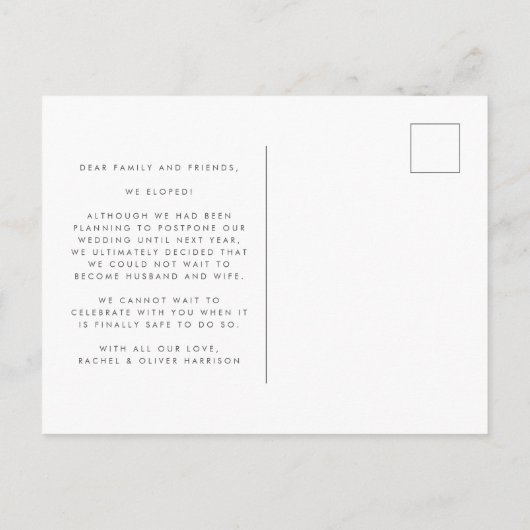 Moss Green we veranderden de datum maar konden nie Aankondigingskaart (Achterkant)