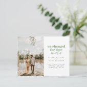 Moss Green we veranderden de datum maar konden nie Aankondigingskaart (Staand voorkant)