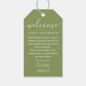 Moss Green Wedding Favoriet Welkomstmand Tas Cadeaulabel (Voorkant)