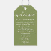 Moss Green Wedding Favoriet Welkomstmand Tas Cadeaulabel (Achterkant)