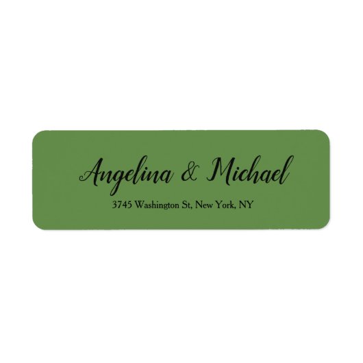 Moss Green Wedding Professional Elegant Handwrite Etiket (Voorkant)