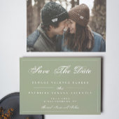 Moss Green White Classic Traditional Elegant Save The Date