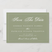 Moss Green White Classic Traditional Elegant Save The Date (Voorkant)
