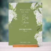 Moss Green White Floral Baby shower Welkom Acryl Bord (Neutraal)
