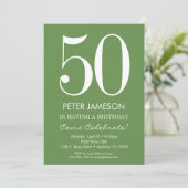 Moss Green White Modern Adult Birthday Invitations Kaart (Staand voorkant)