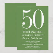Moss Green White Modern Adult Birthday Invitations Kaart (Voorkant / Achterkant)