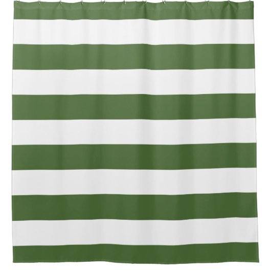 Moss Green Wide Stripes Douchegordijn (Voorkant)