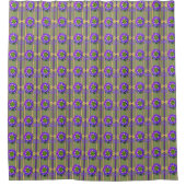 Moss Green with Purple Flowers Shower Curtain Douchegordijn (Voorkant)