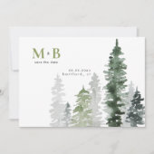 Moss Green Woodland bruiloft Save The Date (Voorkant)