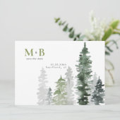 Moss Green Woodland bruiloft Save The Date (Staand voorkant)