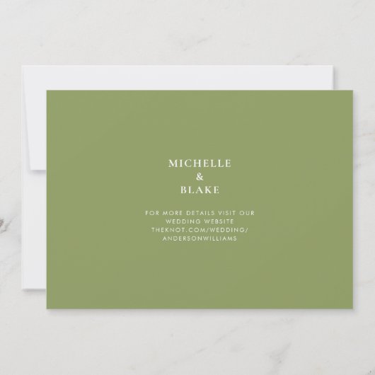 Moss Green Woodland bruiloft Save The Date (Achterkant)