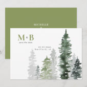 Moss Green Woodland bruiloft Save The Date (Voorkant / Achterkant)