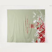 Moss Grey Bamboo laat de Chinese bruiloft achter Wandkleed (Voorkant (horizontaal))