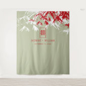 Moss Grey Bamboo laat de Chinese bruiloft achter Wandkleed (Voorkant)