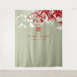 Moss Grey Bamboo laat de Chinese bruiloft achter Wandkleed