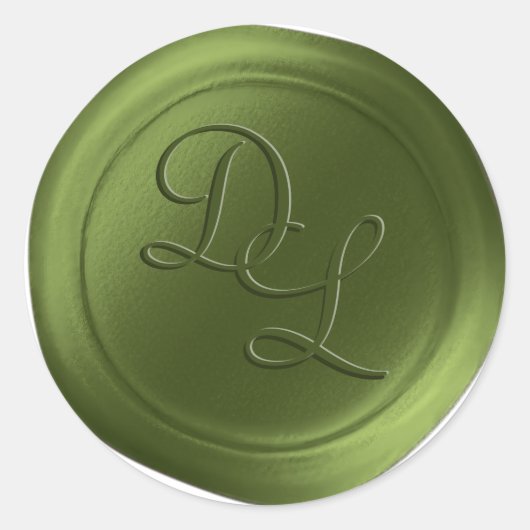 Moss Groen 2 Letter Monogram Wax Seal Stickers (Voorkant)