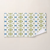 MOss Groen Blauw en Wit Patroon Bad Handdoek (Handdoek)