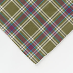 Moss Groen en Paarse Plaid Pattern Fleece Deken