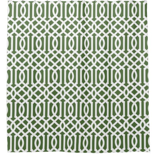 Moss groen en wit trellis douchegordijn (Voorkant)