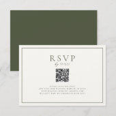 Moss Groene Bruiloft QR Code RSVP Kaartje (Voorkant / Achterkant)