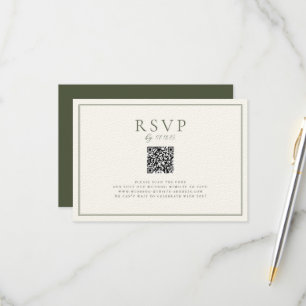 Moss Groene Bruiloft QR Code RSVP Kaartje