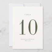 Moss Groene Bruiloft Tafel Nummer Kaart (Achterkant)