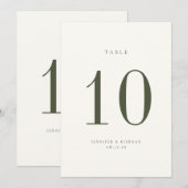 Moss Groene Bruiloft Tafel Nummer Kaart (Voorkant / Achterkant)