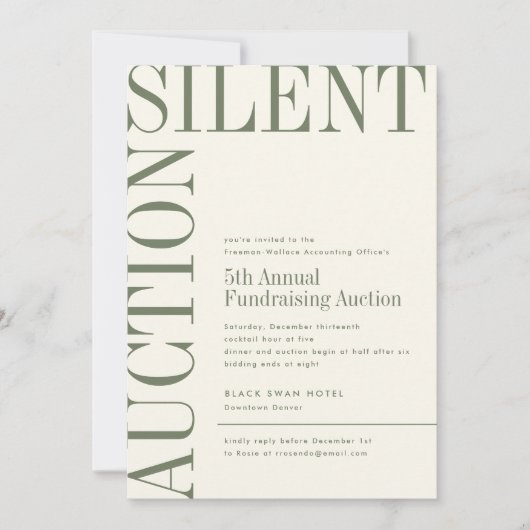 Moss Groene Grote Tekst Silent Veiling Kaart (Voorkant)