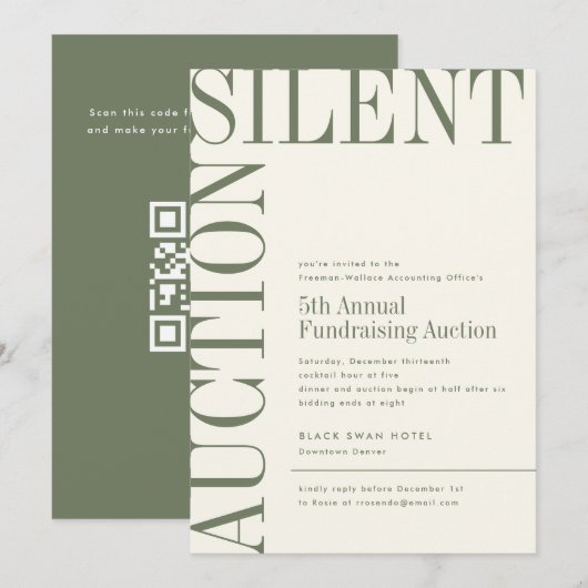 Moss Groene Grote Tekst Silent Veiling Kaart (Voorkant / Achterkant)