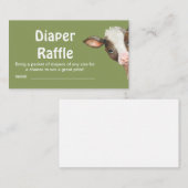 Moss Groene Koe Baby shower Luier Raffle Enclosure Informatiekaartje (Voorkant / Achterkant)