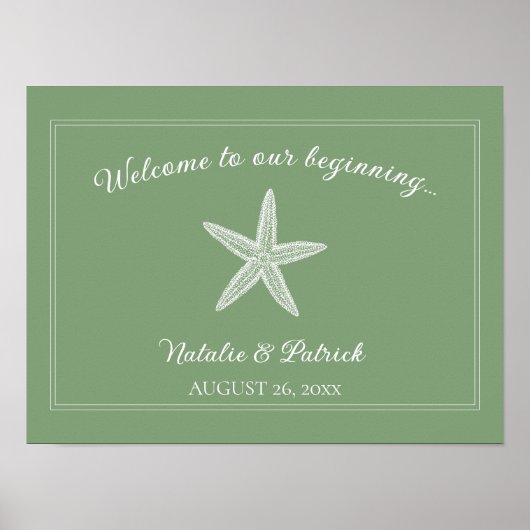 Moss Groene Zeester Bruiloft Welkom Poster (Voorkant)