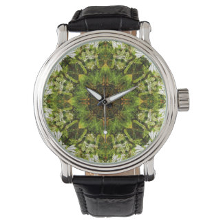 Moss Kaleidoscope  lederen riem zwart Horloge
