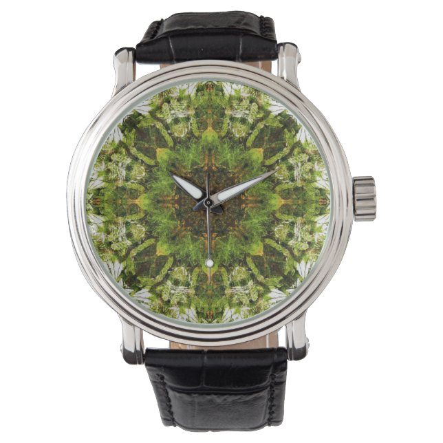 Moss Kaleidoscope  lederen riem zwart Horloge (Voorkant)