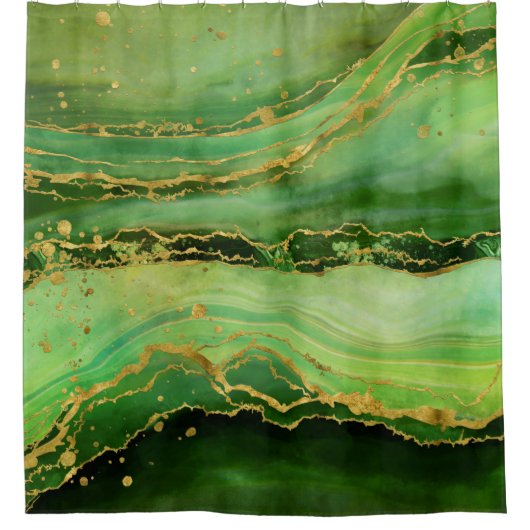 Moss Malachite Waves Douchegordijn (Voorkant)