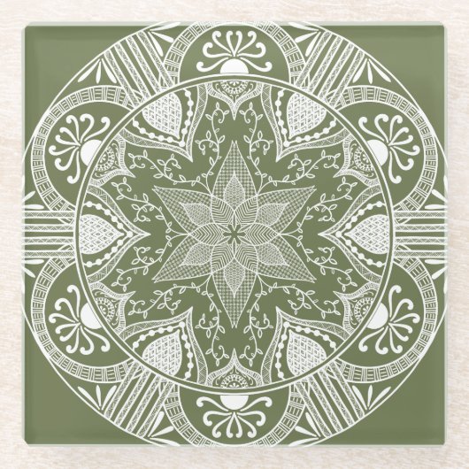 Moss Mandala Glazen Onderzetter (Voorkant)