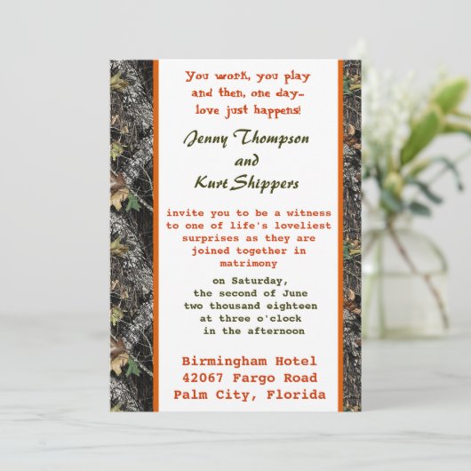 Moss Oak Wedding Invitation Kaart (Staand voorkant)