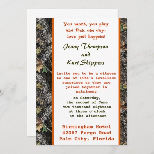 Moss Oak Wedding Invitation Kaart (Voorkant / Achterkant)