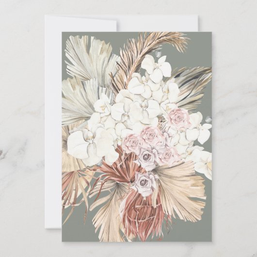 Moss Pampas Tropical Sage Romantic Vrijgezellenfee Kaart (Achterkant)