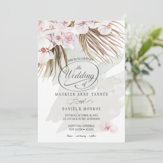 Moss Phalaenopsis Orchid Boho Kaart (Staand voorkant)