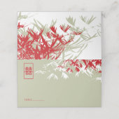 Moss & Red Bamboo laat dubbelXi Chinese bruiloft o Plaatskaartje (Buitenkant ongevouwen)