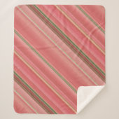 Moss Roos perzik, geel en groene streep Sherpa Deken (Voorkant)