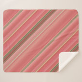 Moss Roos perzik, geel en groene streep Sherpa Deken (Voorkant (horizontaal))