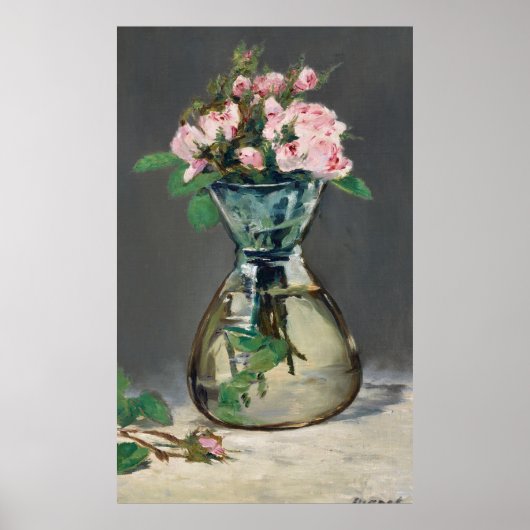 Moss Rozen in een Vase Poster (Voorkant)