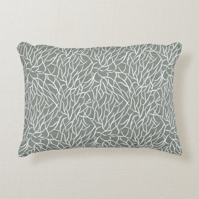 Moss sage green boho bare coral branches  accent kussen (Voorkant)