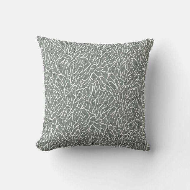 Moss sage green boho bare coral branches  kussen (Voorkant)
