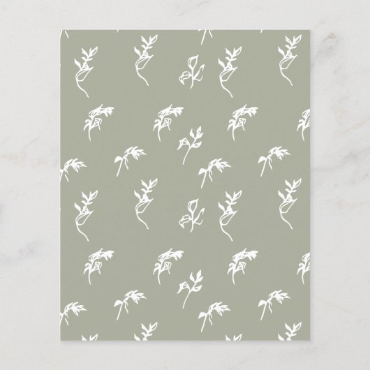 Moss Sage Green White floral monogram crest Budget Flyer (Achterkant)